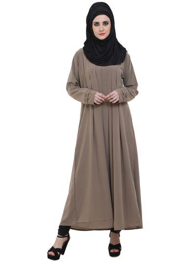Fawn Color Pleated Abaya