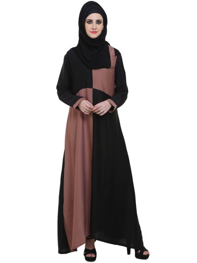 Black & Badami Box Style Abaya