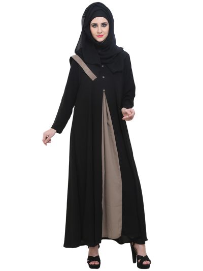 Black & Fawn Simple Formal Abaya