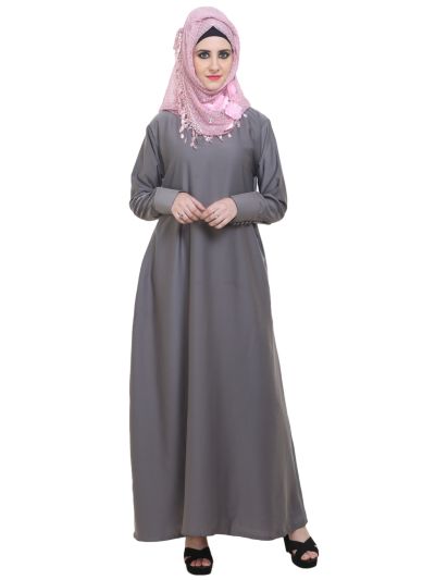 Grey A-Shaped Formal Abaya