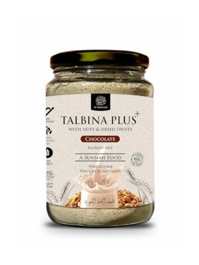 AL MASNOON Talbina+ Plus Instant Mix with Nuts & Dried Fruits, Enhanced with Natural Chocolate/A Wholesome Blend for Ultimate Peace and Nourishment, 350g Pack of 1