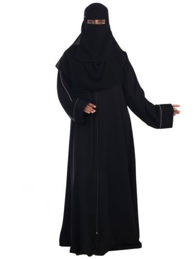 Black Full Length Zip Nida Abaya