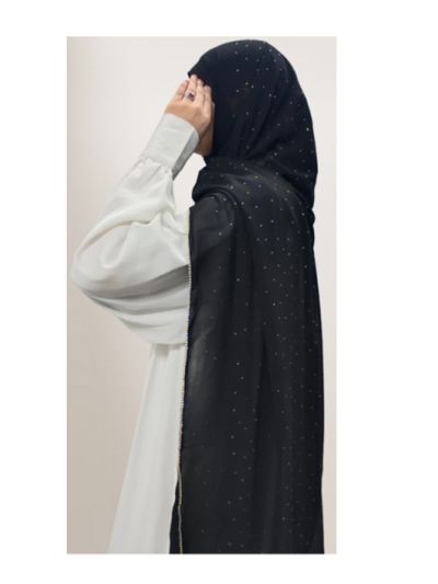 Solid Rhinestone Embellished Georgette Hijab 