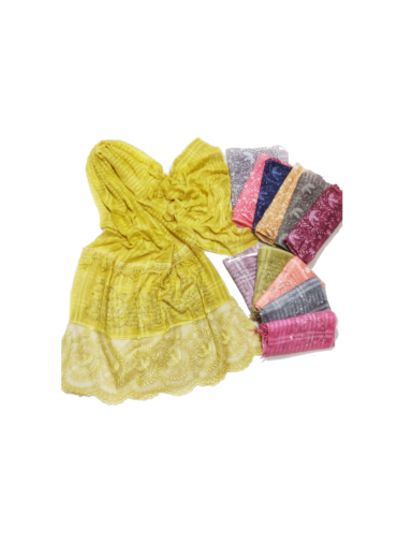 Premium Border With Fringe's - Heavy Net Lace Border Stole (Set of 12)