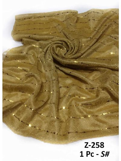 Premium Fancy Golden Net Stole With Golden Diamonds (Set of  10)