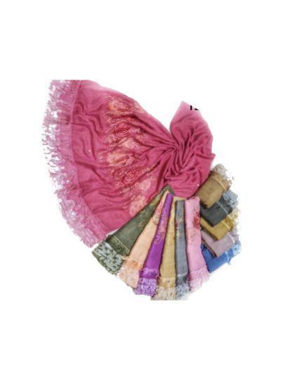 Premium Cotton - Flower Design On Stole With Sequence Pearl (Set of  12)