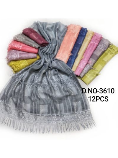Premium Cotton Studded With Rare Diamonds & Moti Stole (Set of  12)
