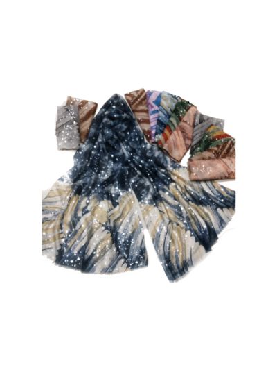 Two Color Zig Zag Linear With Silver Spot on The All Over The Stole (Set of  12)