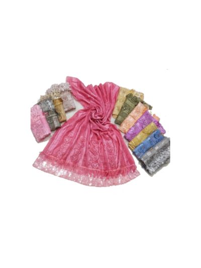 Premium Cotton 4 Liner Of Beautiful Heart Shaped Design With Moti Stole (Set of  12)