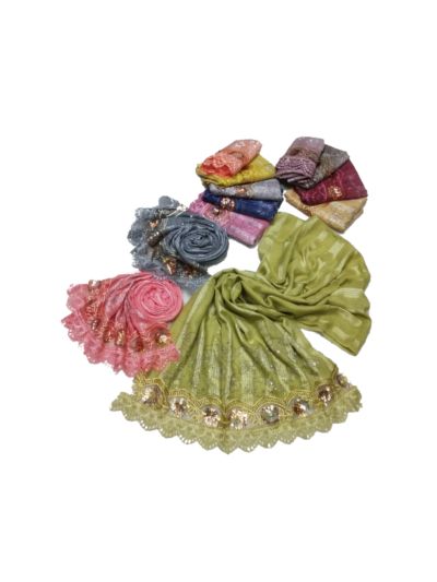Golden Sequence With Circular Design and Wave Design Stole (Set of  12)