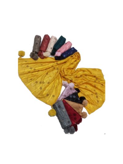 Striped Liner and Flower Work On The Entire Stole (Set of  12)