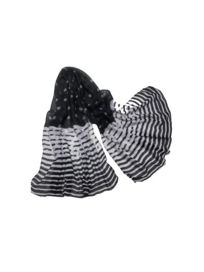 Premium Cotton Combination Of Flower & Designer Stripe Liner Stole (Set of  12)