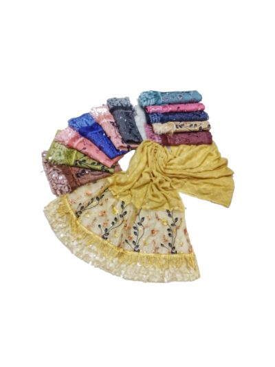 Premium Cotton Self Kite Shaped All Over The Stole(Set of  12)