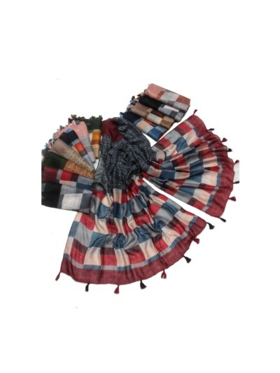 Premium Cotton Multi Color Box Checkered Design Stole (Set of  12)