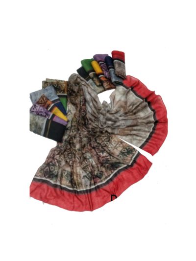 Premium Cotton 2 Different Abstract Print Design Stole (Set of 12)