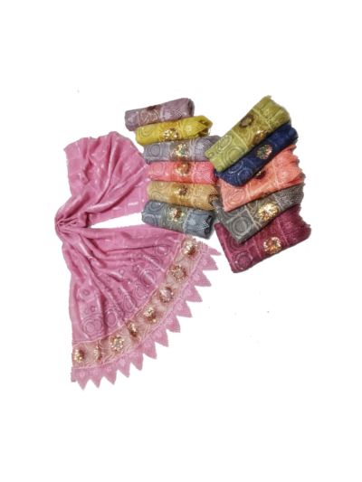 Premium 3 Liner Circular Diamond Work Design Stole (Set of 12)