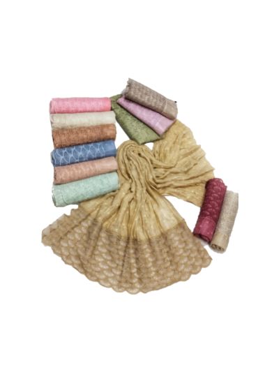 Premium Cotton Wave Half Round Circle Design Stole (Set of 12)