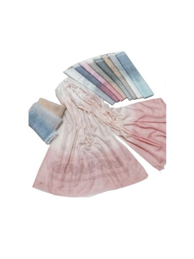 Premium Cotton 2 Color Shaded Stole with Diamond Flower Stole (Set of 12)