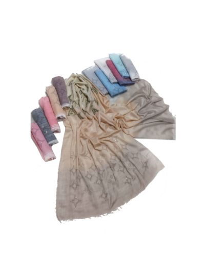 Two Color Shade Star & Square Shape Diamond Design On All over Stole (Set of 12)