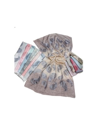 Premium Leaf Shape Moti Studded Design All Over Stole (Set of 12)