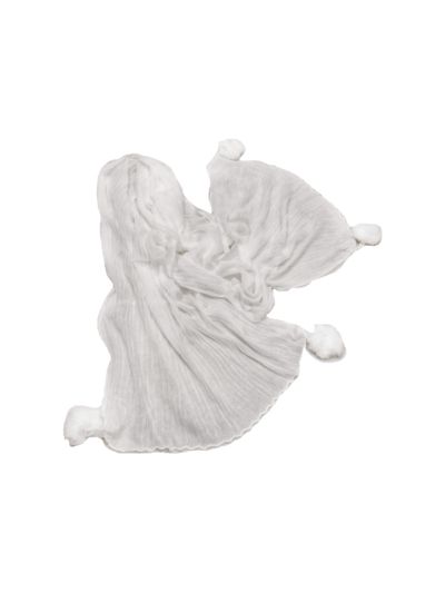 Premium White Crush Design With Pom Pom Stole (Set of 12)