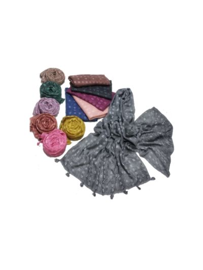 Premium Square Chamki With Crush On All Over Stole  (Set of 12)