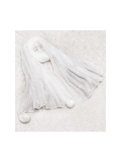 Premium Crush Collection With Silver Chamki & Pom Pom Stole (Set of 12)