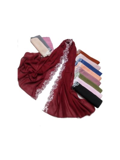 Premium Chiffon Heavy Lace On Border Stole (Set of 12)