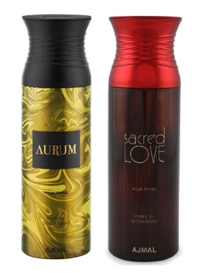 Ajmal Aurum Femme & Sacred love Deodorant Spray - For Women (Pack of 2)