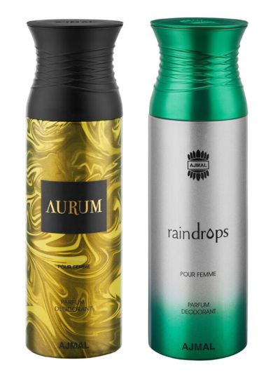 Ajmal Aurum & Raindrops Deodorants for Women (pack of 2)