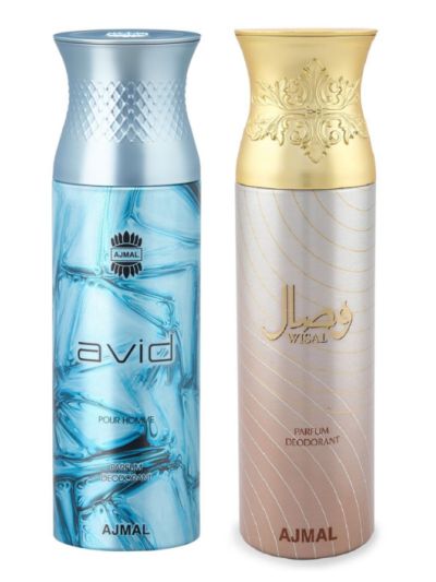 Ajmal Avid Homme & Wisal Deodorant Spray - For Men & Women (Pack of 2)