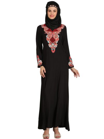 Jalilah Black Rayon Umbrella Abaya 