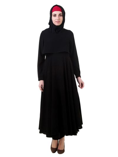 Black Crop Top Dual Layer Nida Abaya