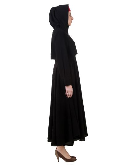 Black Crop Top Dual Layer Nida Abaya