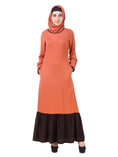 Red Wood & Black Rayon Abaya