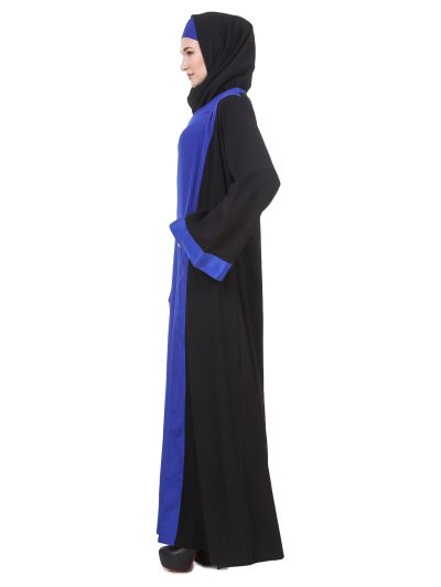 Black & Royal Blue Nida Abaya