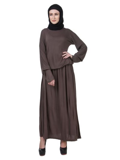Charcoal Blouson Ruched Abaya