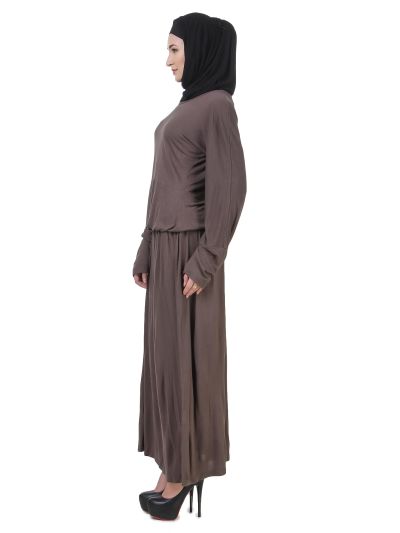 Charcoal Blouson Ruched Abaya