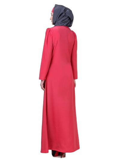 Sweet Pink & Grey Split Front Abaya