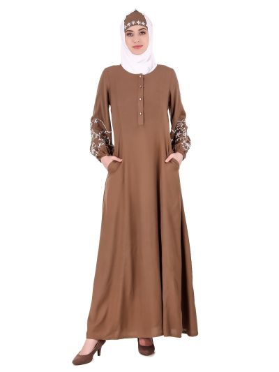 Rayon Princess Seam Khaki Abaya