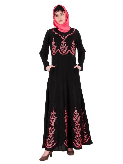 Embroidered Multi Panel Umbrella Abaya