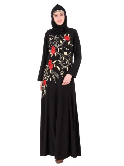 Leaf & Rose Petal Embellished Abaya