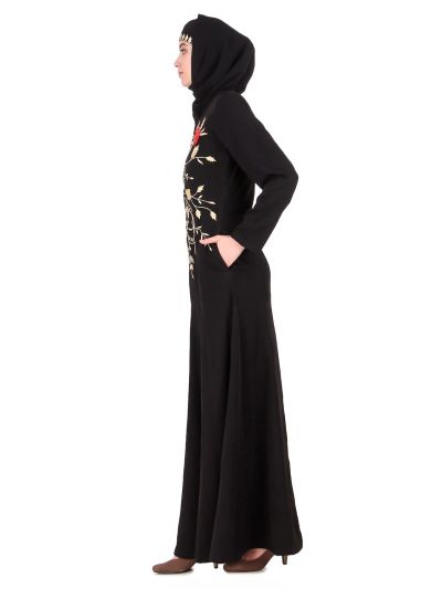 Leaf & Rose Petal Embellished Abaya