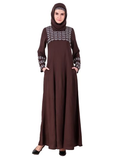 Repeat Leaf Pattern Rayon Abaya