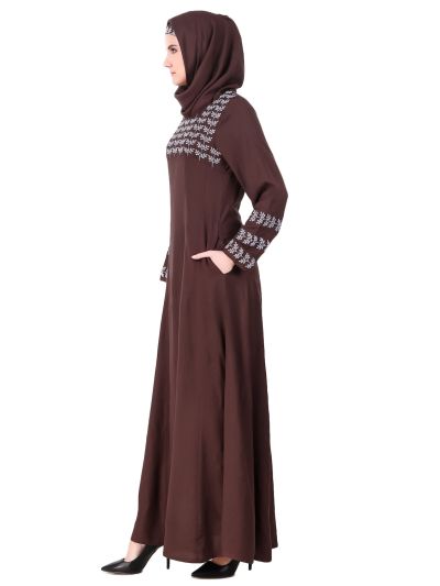 Repeat Leaf Pattern Rayon Abaya