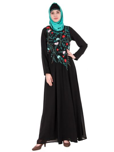 Nida & Georgette Dual Layer Anarkali Abaya