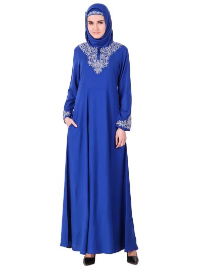 Split Neck Embellished Rayon Abaya