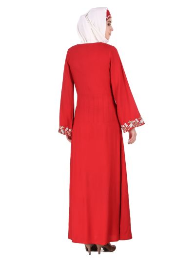 Red Bell Sleeve Rayon Abaya