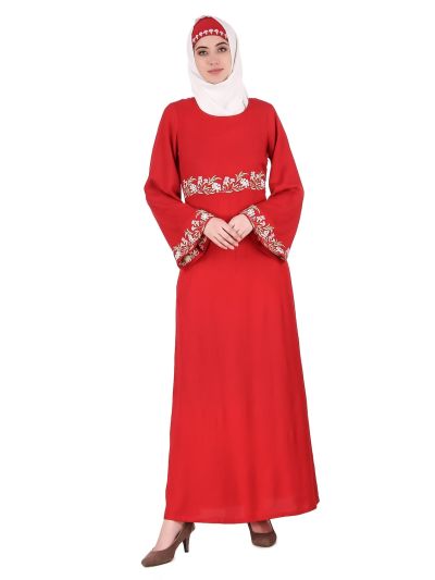 Red Bell Sleeve Rayon Abaya