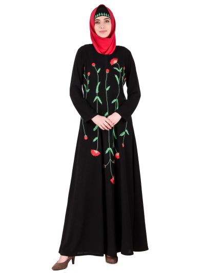 Long Embroidered Stem Nida Abaya